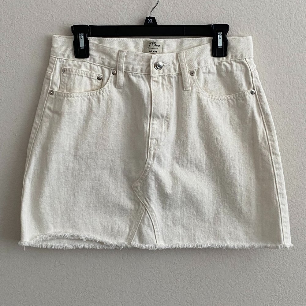 J. Crew Women's White Trademark Denim Mini Skirt